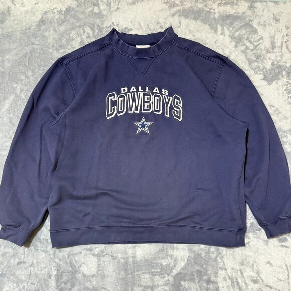 Y2K Reebok NFL Dallas Cowboys Pullover Sweatshirt Men's L Navy Blue - Picture 1 of 8